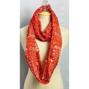 Sweet Words Hugs + Kisses Red + Pink Infinity Neck Scarf 70”x10”